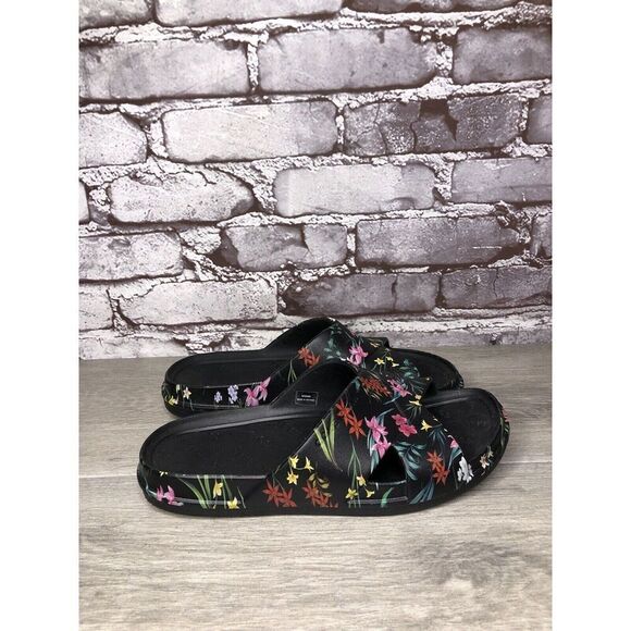 Cole Haan Grand Os. 25390 Black Rubber Floral Print Sandals Women Sz 7B US/38EU - Picture 3 of 16